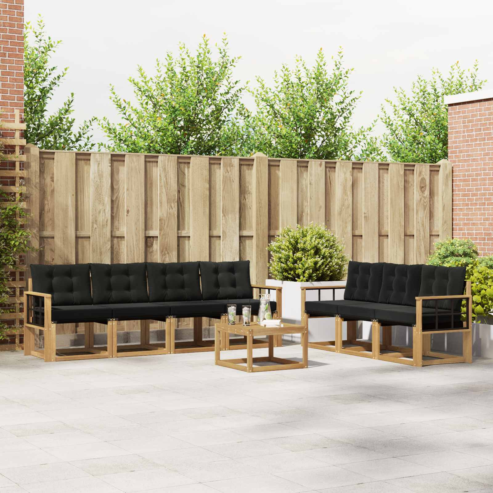 vidaXL Outdoor-Sofagarnitur mit Kissen 8 pcs Weiß und Schwarz