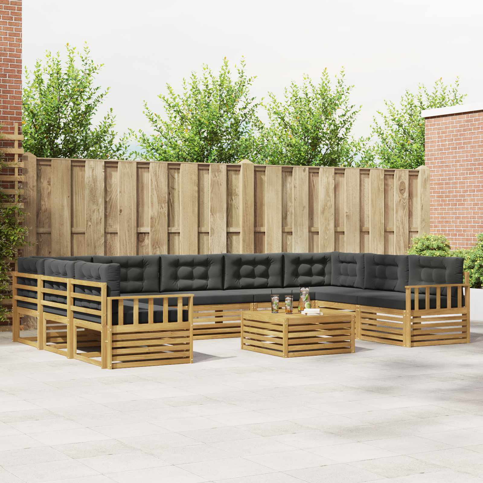 vidaXL Outdoor-Sofagarnitur 10 Stk. Weiß und Anthrazit