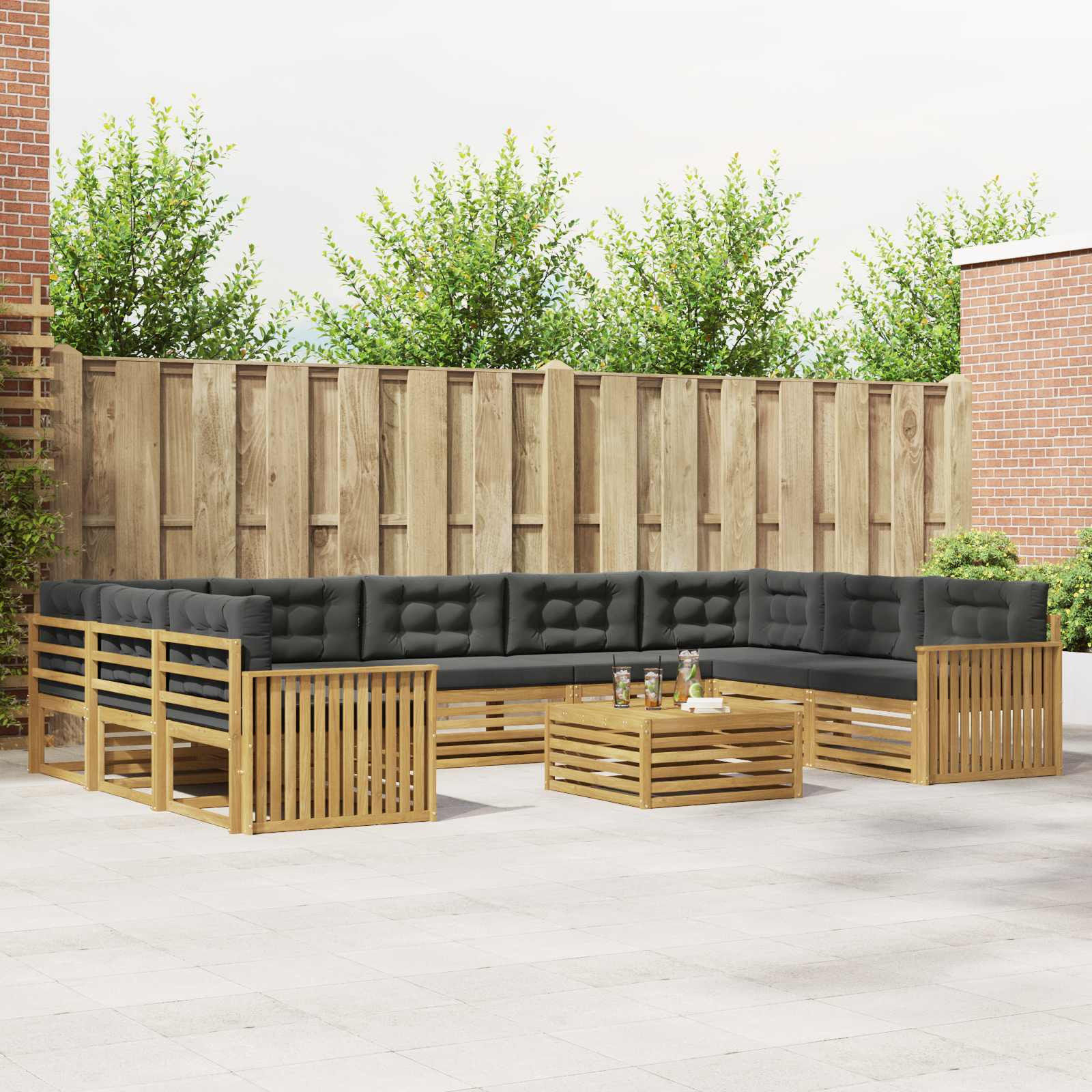 vidaXL Outdoor-Sofagarnitur 10 Stk. Weiß und Anthrazit