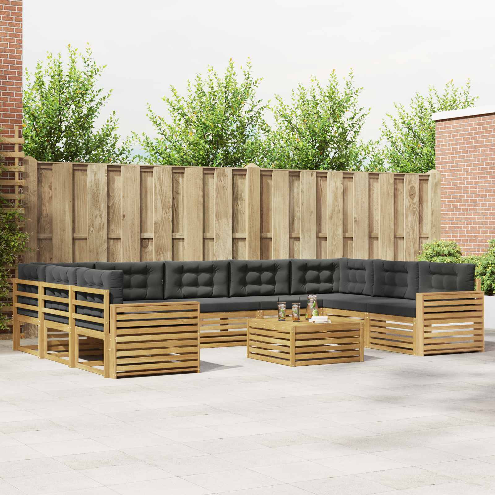vidaXL Outdoor-Sofagarnitur 10 Stk. Weiß und Anthrazit