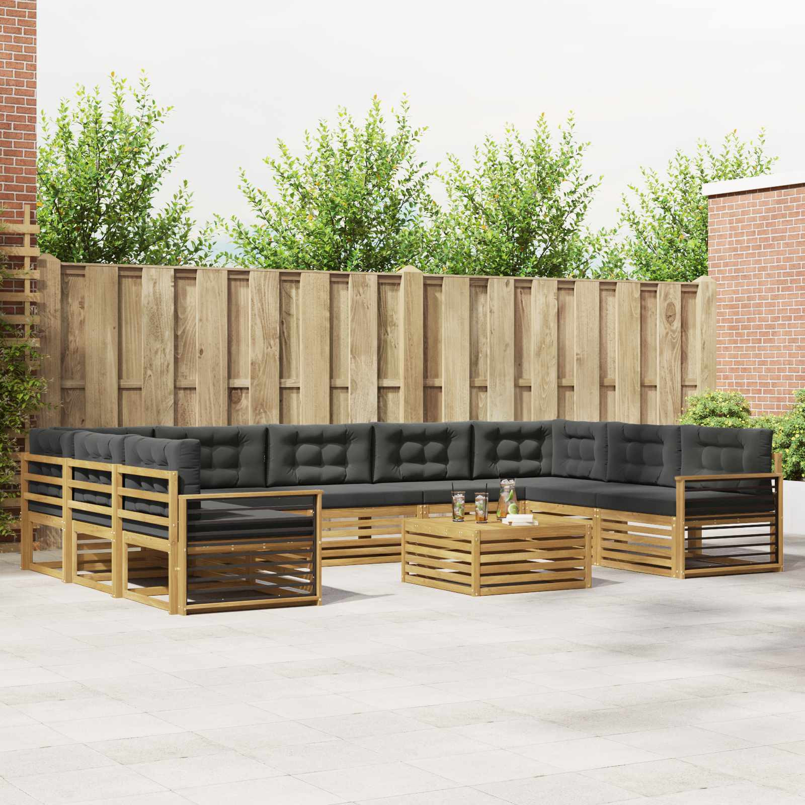 vidaXL Outdoor-Sofagarnitur 10 Stk. Weiß und Anthrazit