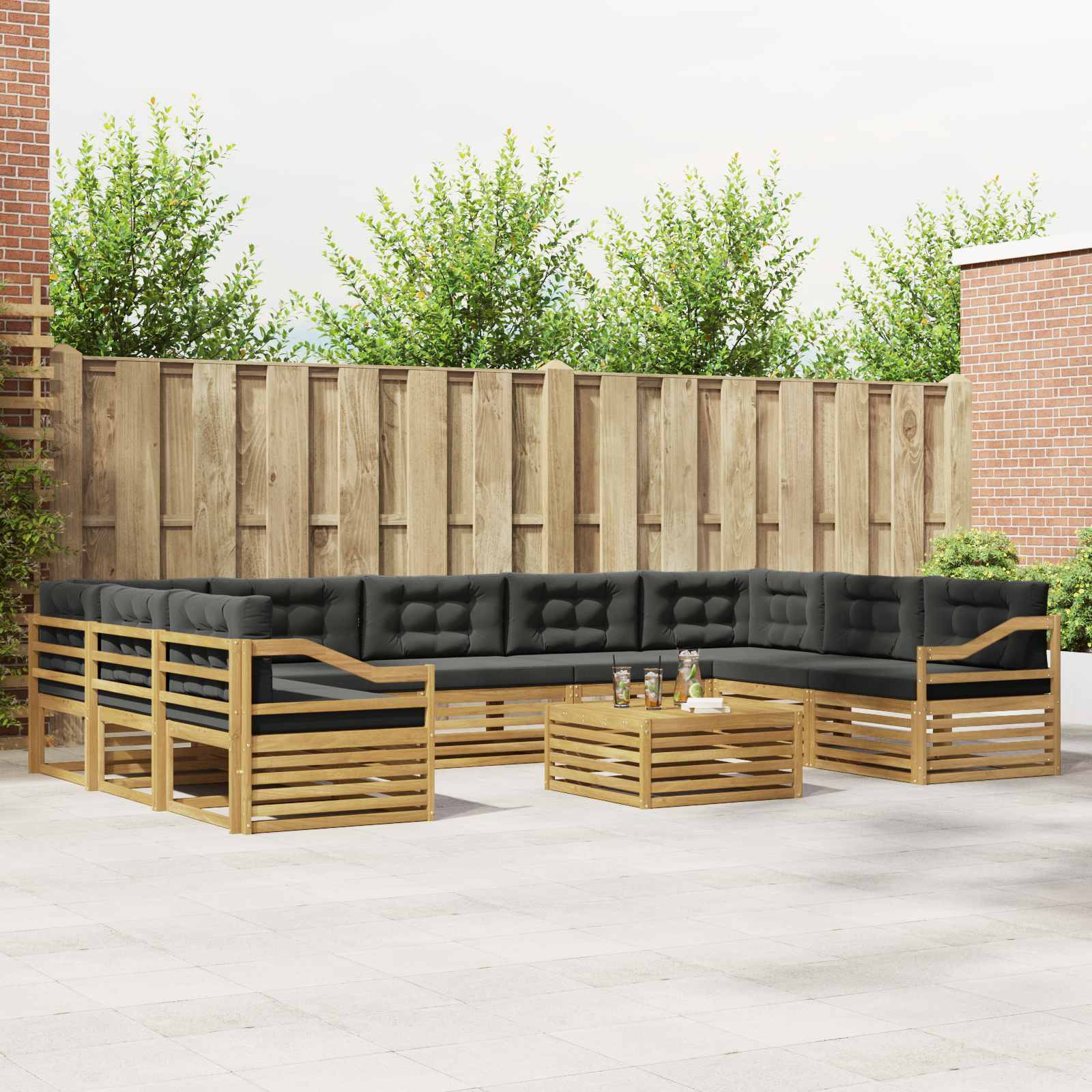 vidaXL Outdoor-Sofagarnitur 10 Stk. Weiß und Anthrazit Polyester