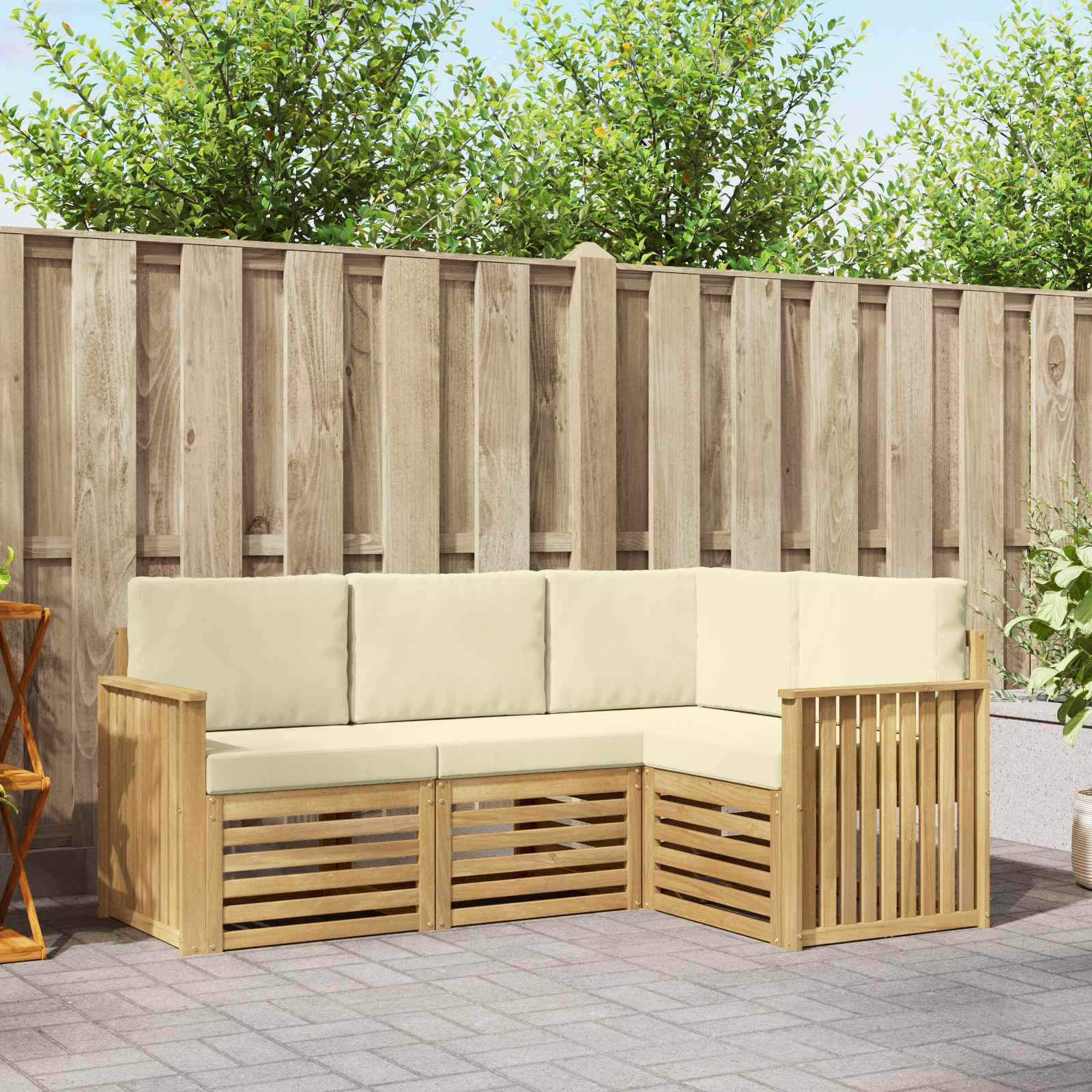 vidaXL Sofagarnituren 4 pcs Weiß und Creme 187,5 x 128,5 x 73 cm