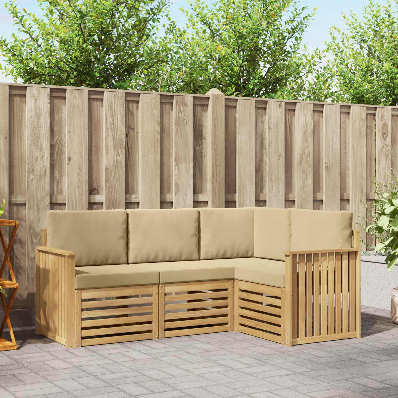 vidaXL Sofagarnituren 4 pcs Weiß und Beige 187,5 x 128,5 x 73 cm