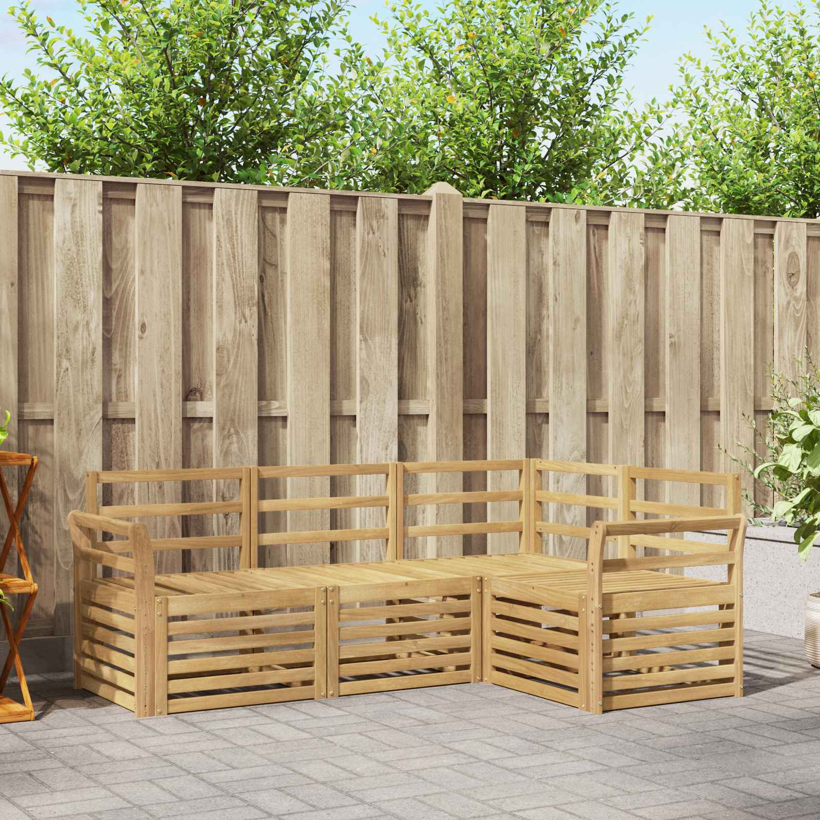 vidaXL Sofagarnituren 4 pcs Weiß 190 x 130,5 x 73 cm Massivholz Akazie