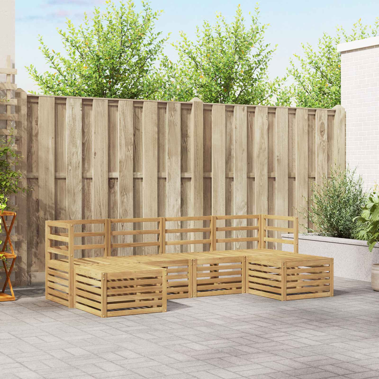 vidaXL Sofagarnituren 6 pcs Weiß Massivholz Akazie