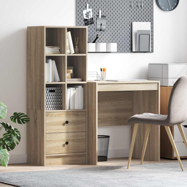vidaXL Schreibtisch mit Schubladen mit Regal 2 pcs Sonoma-Eiche