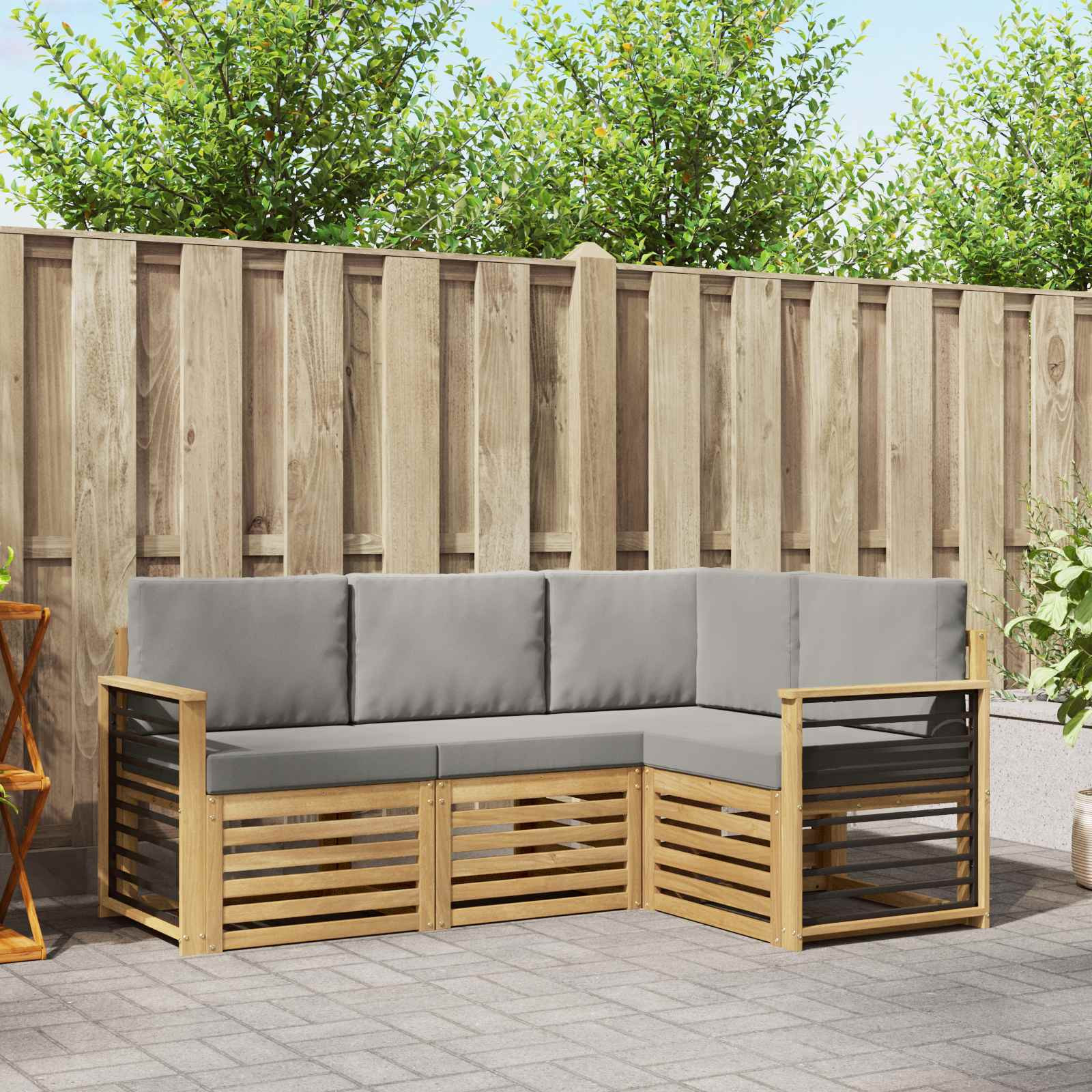 vidaXL Sofagarnituren 4 pcs Weiß und Hellgrau 187,5 x 128,5 x 73 cm