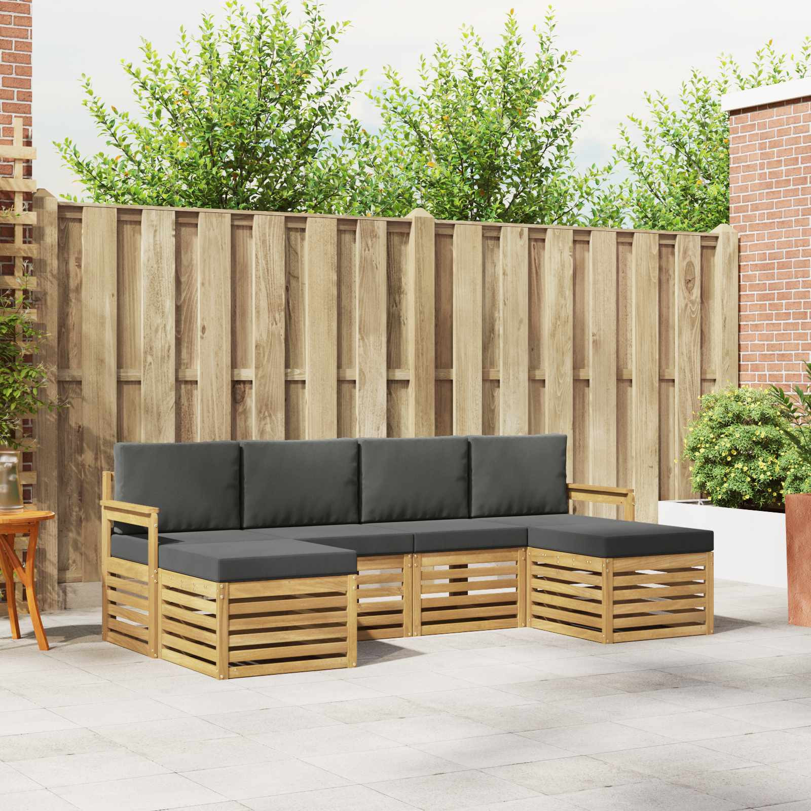 vidaXL Sofagarnituren 6 pcs Weiß und Anthrazit 249 x 122,5 x 73 cm