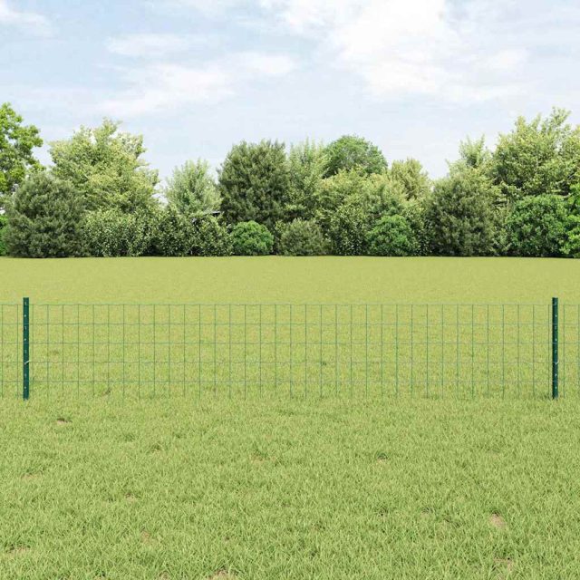 vidaXL Euro-Zaun mit Pfosten 10 x 0,4 m PVC-beschichteter Stahl Grün