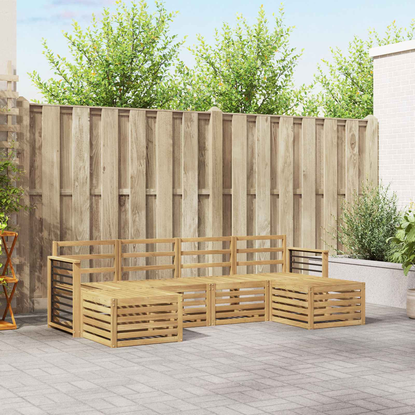 vidaXL Sofagarnituren 6 pcs Weiß Massivholz Akazie