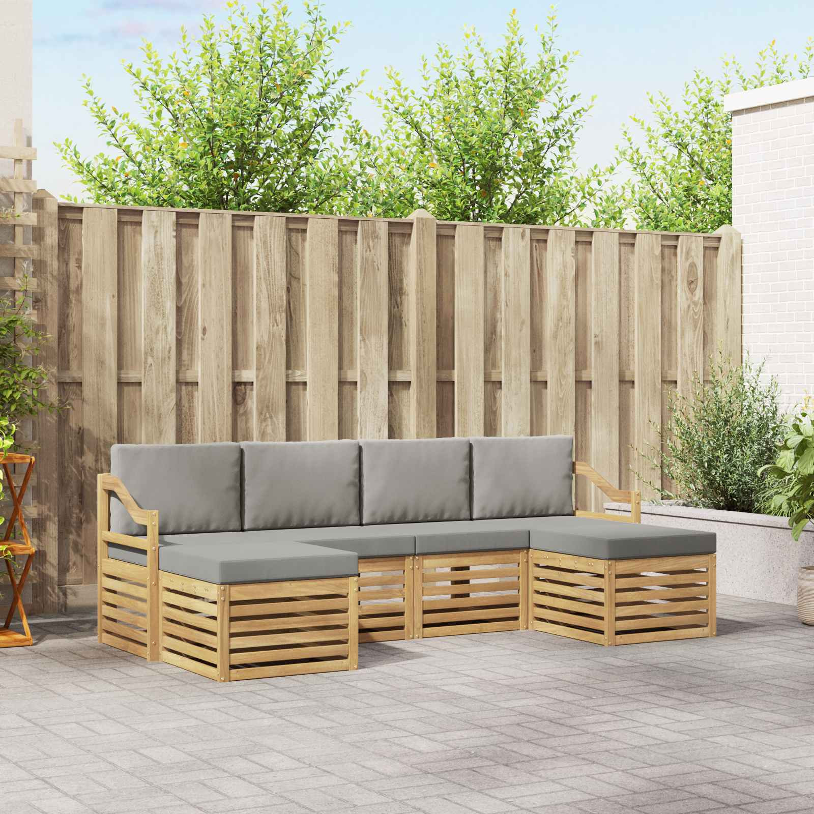 vidaXL Sofagarnituren 6 pcs Weiß und Hellgrau 245 x 122,5 x 73 cm