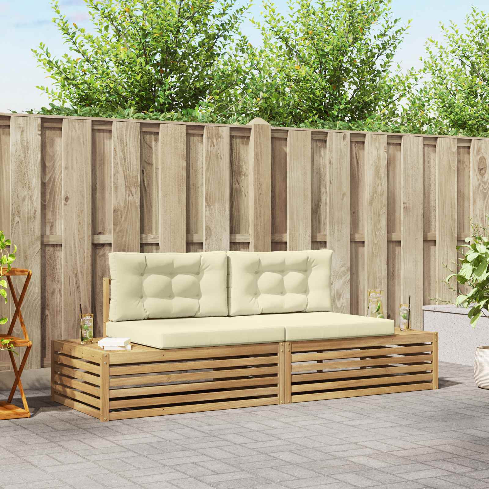 vidaXL 2 pcs Outdoor-Sofagarnitur Weiß