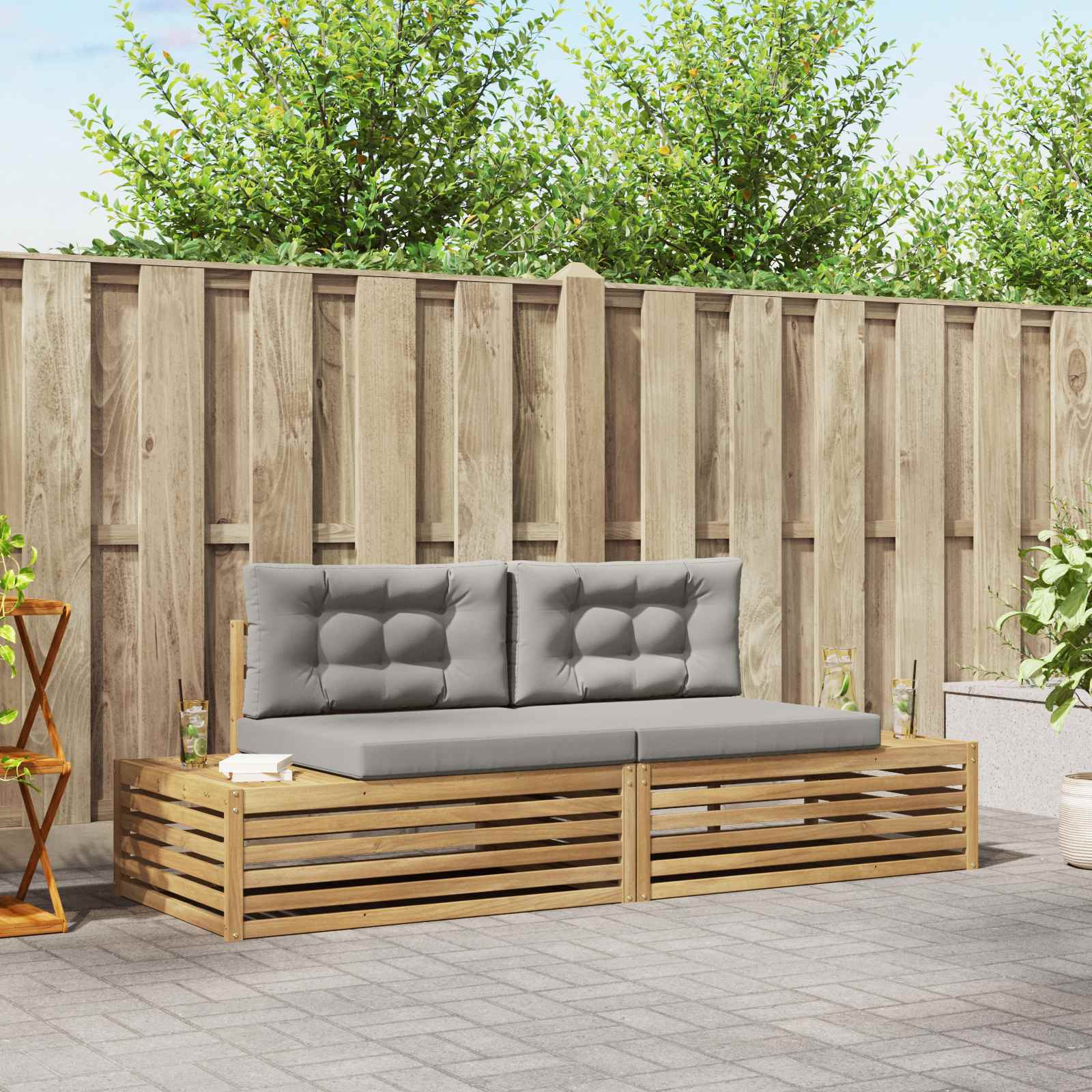 vidaXL 2 pcs Outdoor-Sofagarnitur Polyester Weiß