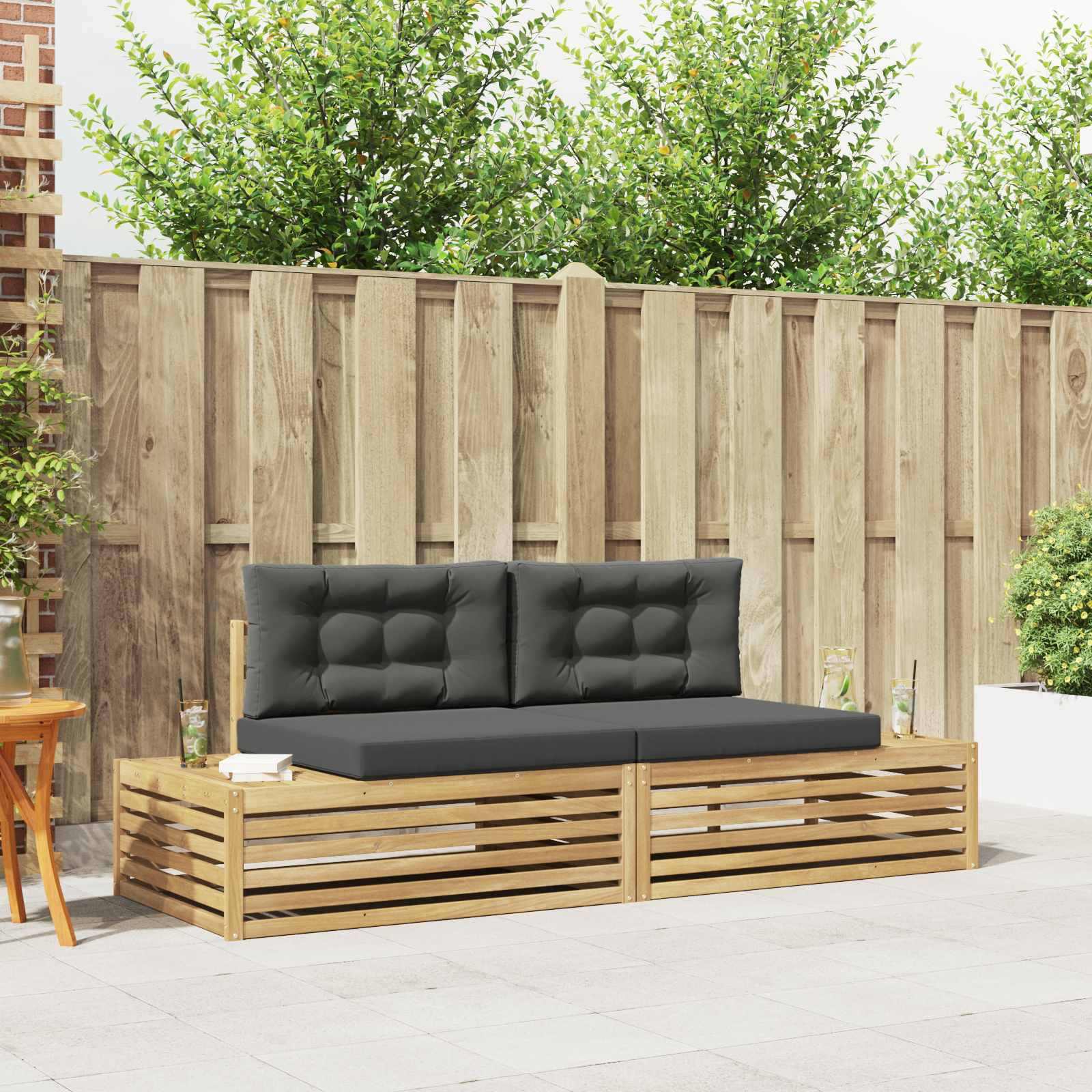 vidaXL 2 pcs Outdoor-Sofagarnitur Polyester Weiß