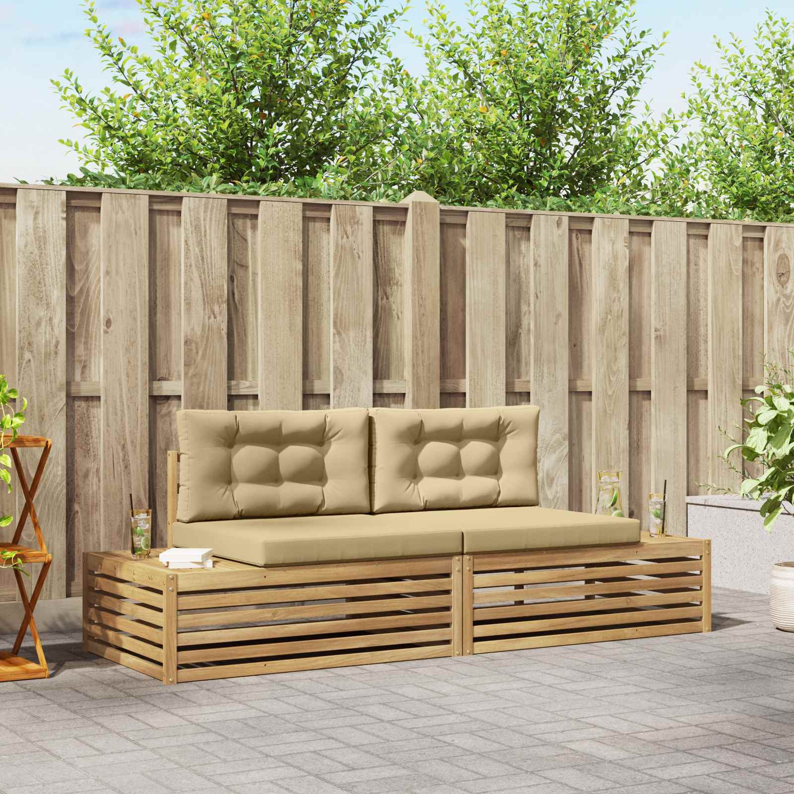 vidaXL 2 pcs Outdoor-Sofagarnitur Polyester Weiß
