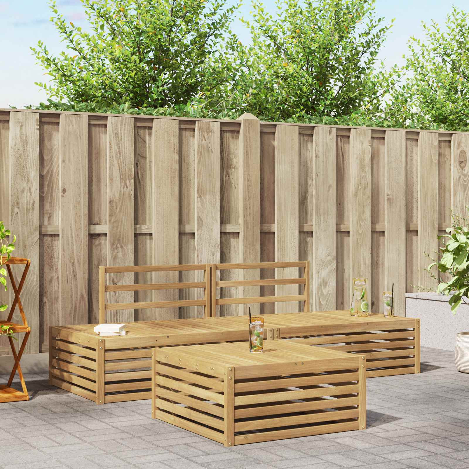 vidaXL 4 pcs Outdoor-Sofagarnitur Weiß