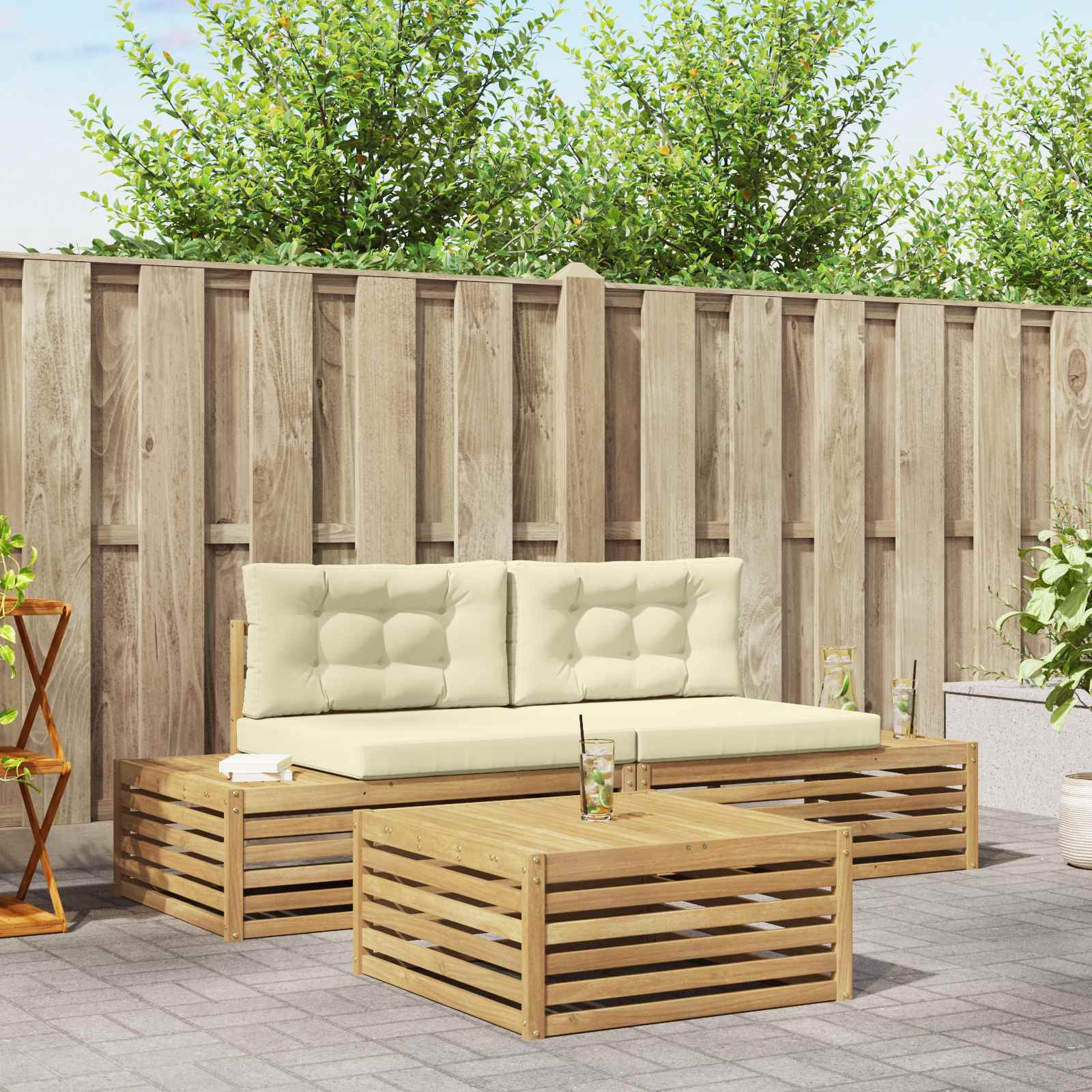 vidaXL 4 pcs Outdoor-Sofagarnitur Weiß