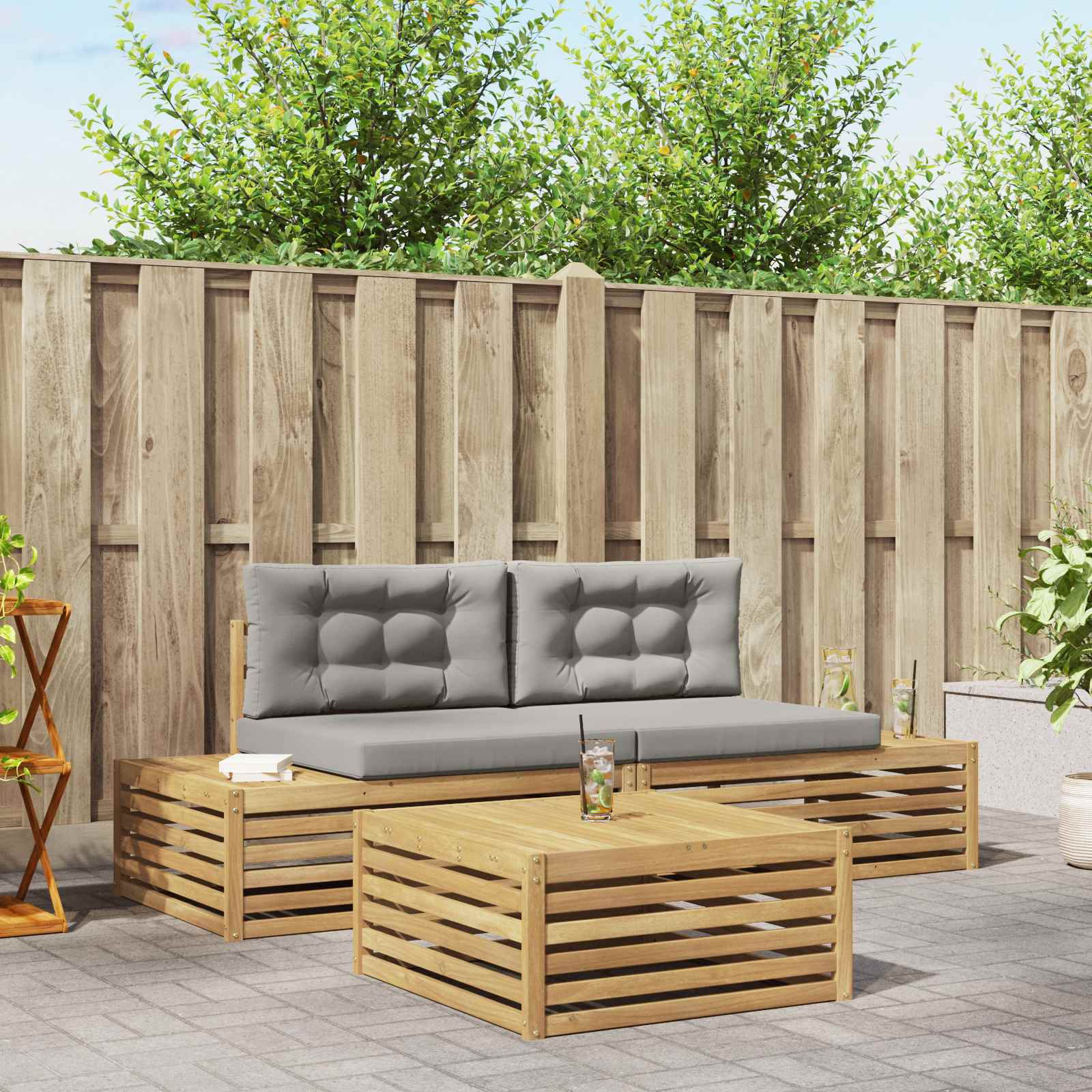 vidaXL 4 pcs Outdoor-Sofagarnitur Polyester Weiß