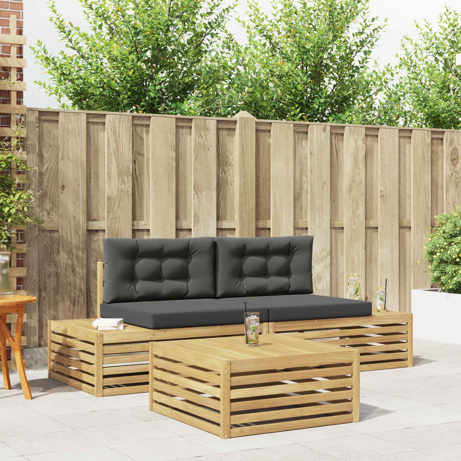 vidaXL 4 pcs Outdoor-Sofagarnitur Polyester Weiß