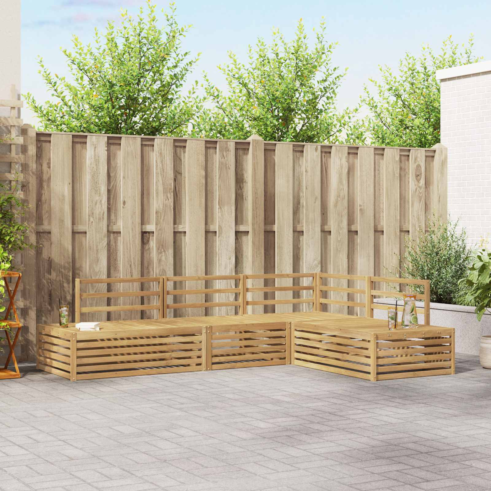 vidaXL 5 pcs Outdoor-Sofagarnitur Weiß