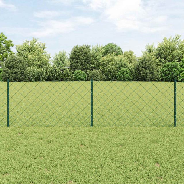 vidaXL Maschendrahtzaun mit Pfosten 10 x 0,6 m PVC-beschichteter Stahl