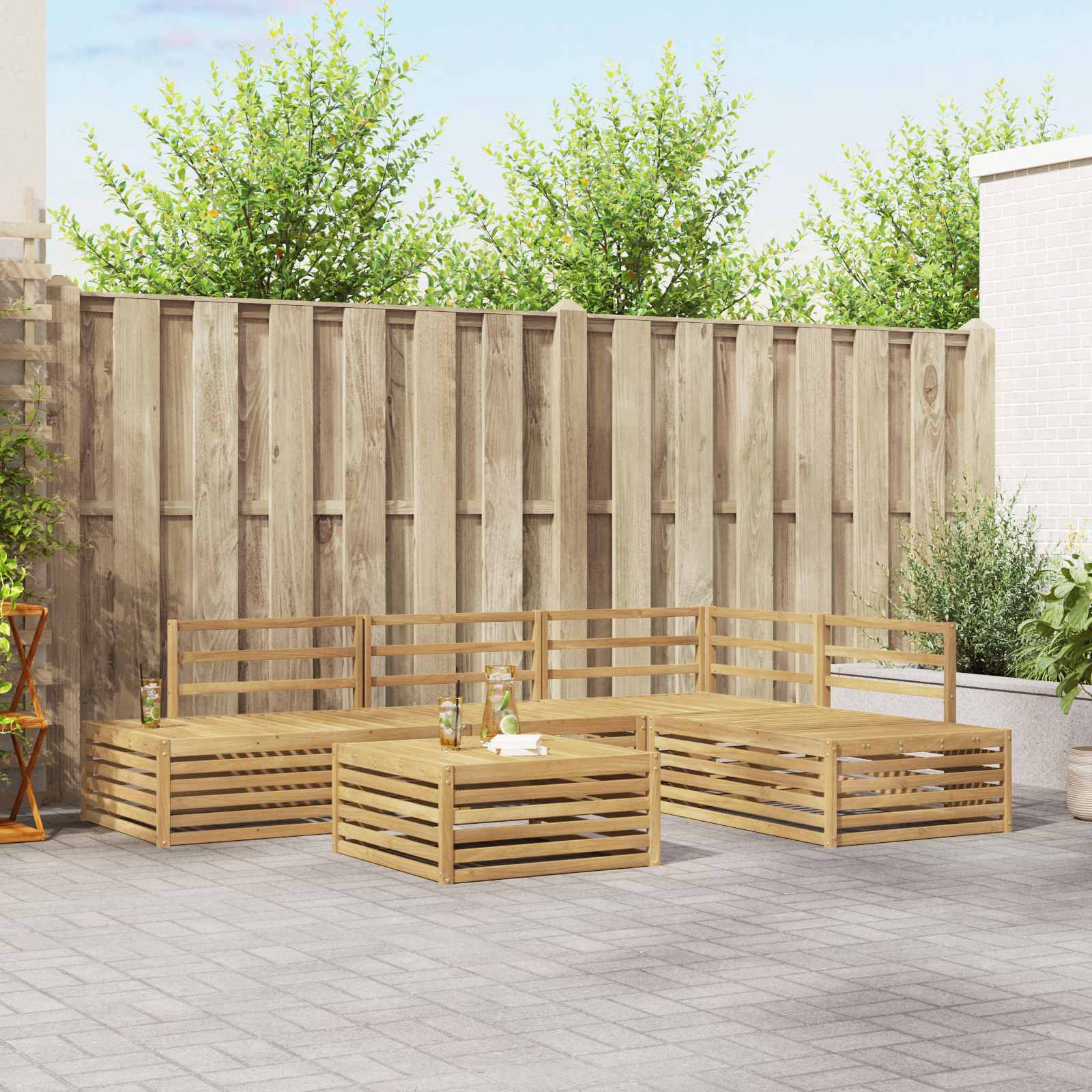 vidaXL 6 pcs Outdoor-Sofagarnitur Weiß