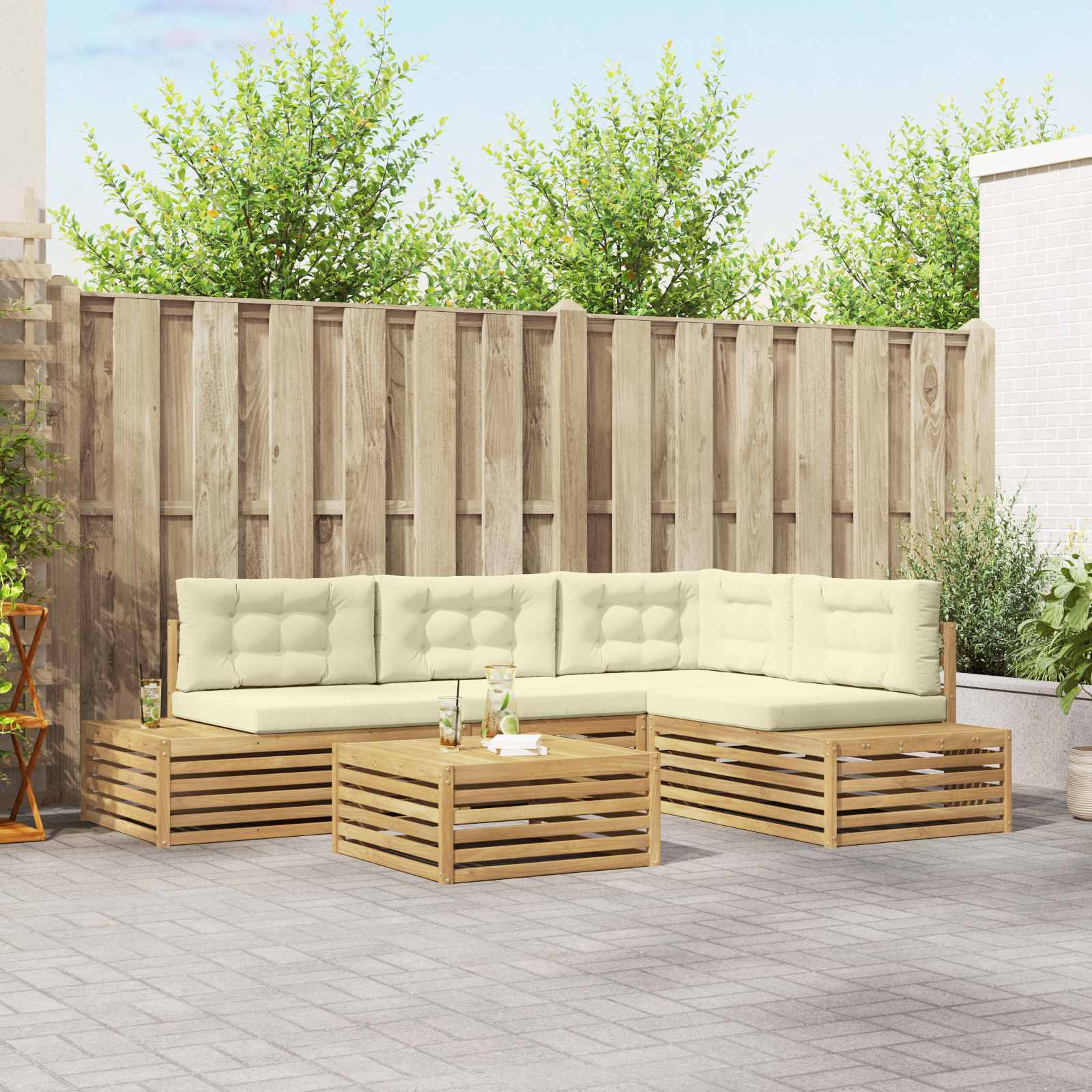 vidaXL 6 pcs Outdoor-Sofagarnitur Weiß
