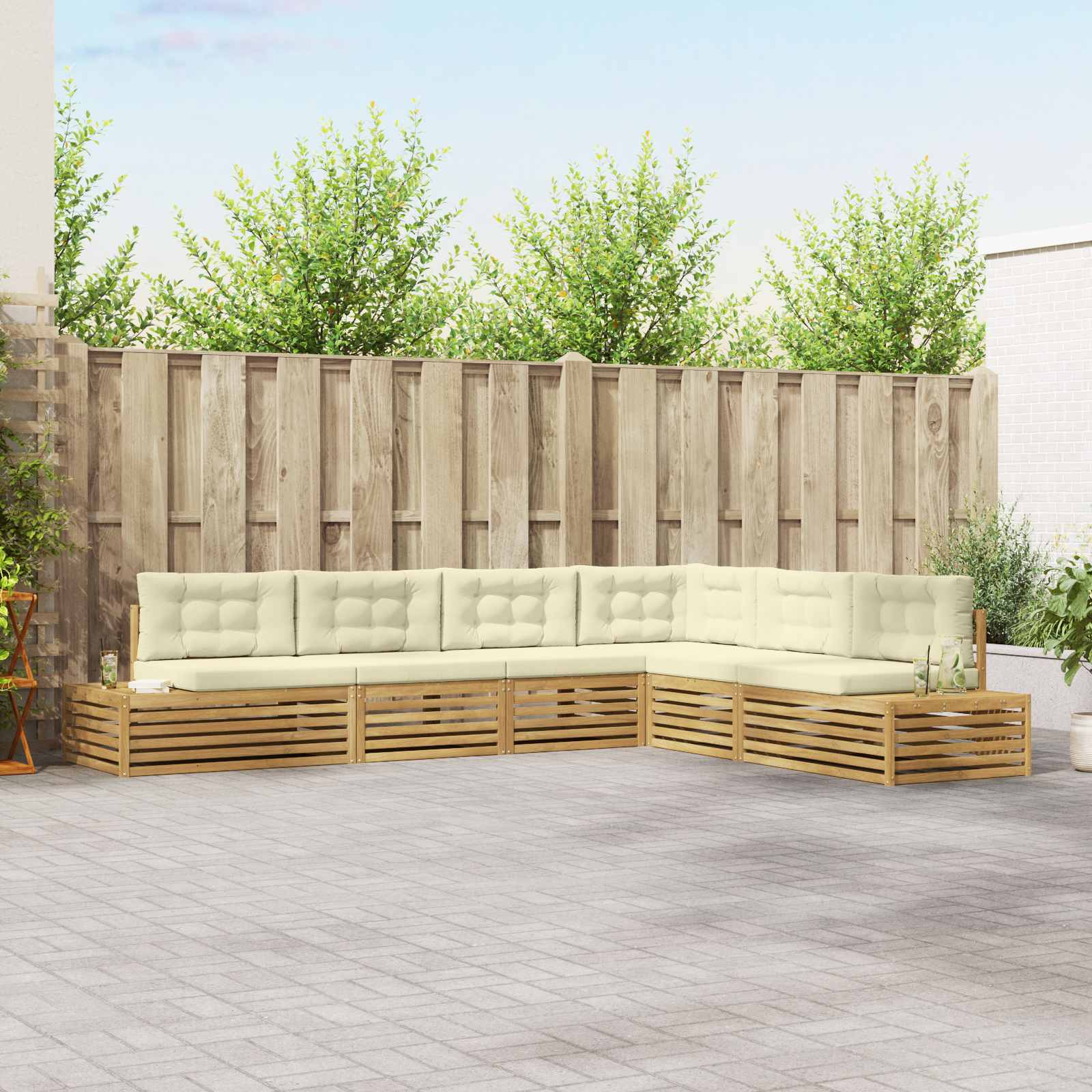 vidaXL 7 pcs Outdoor-Sofagarnitur Weiß