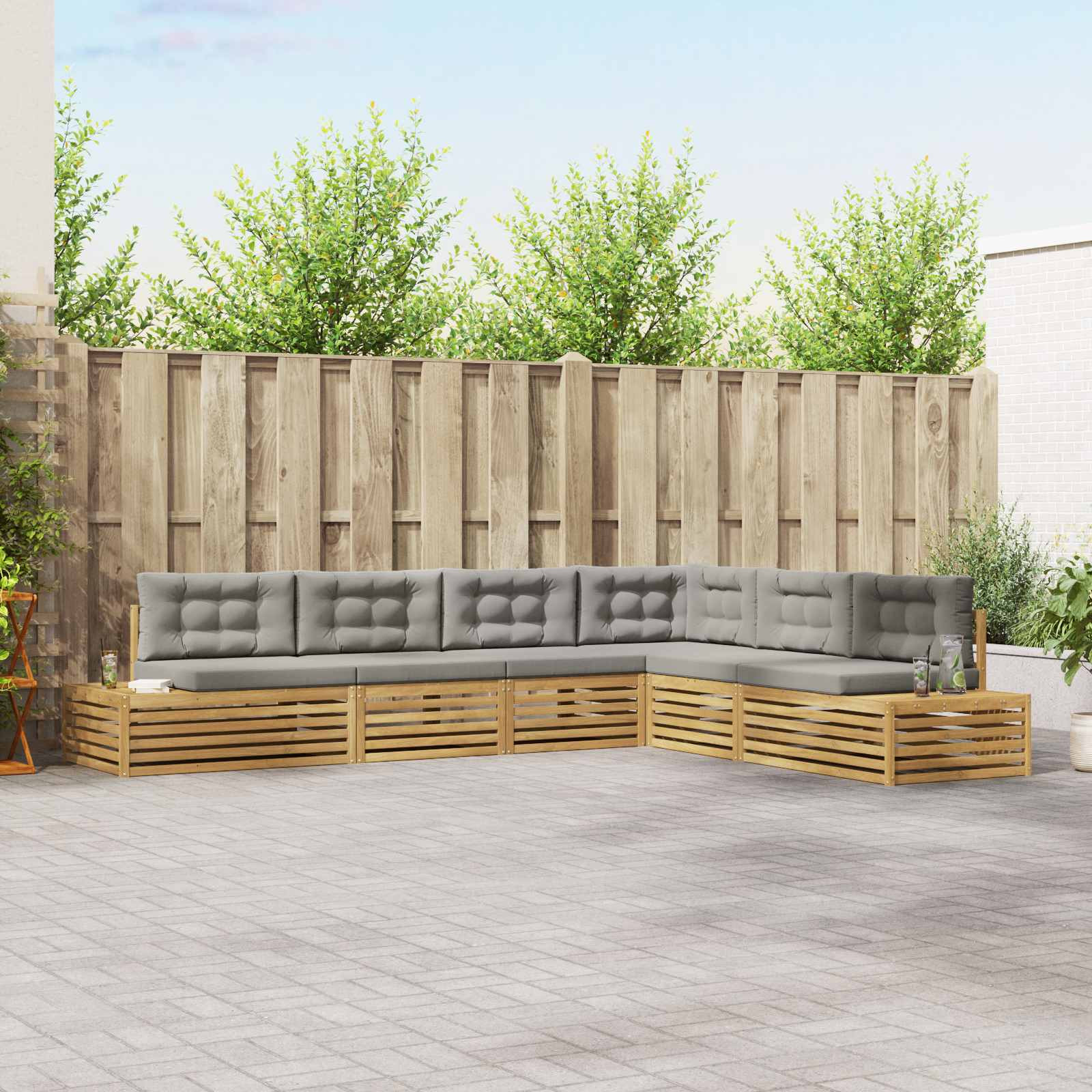 vidaXL 7 pcs Outdoor-Sofagarnitur Polyester Weiß