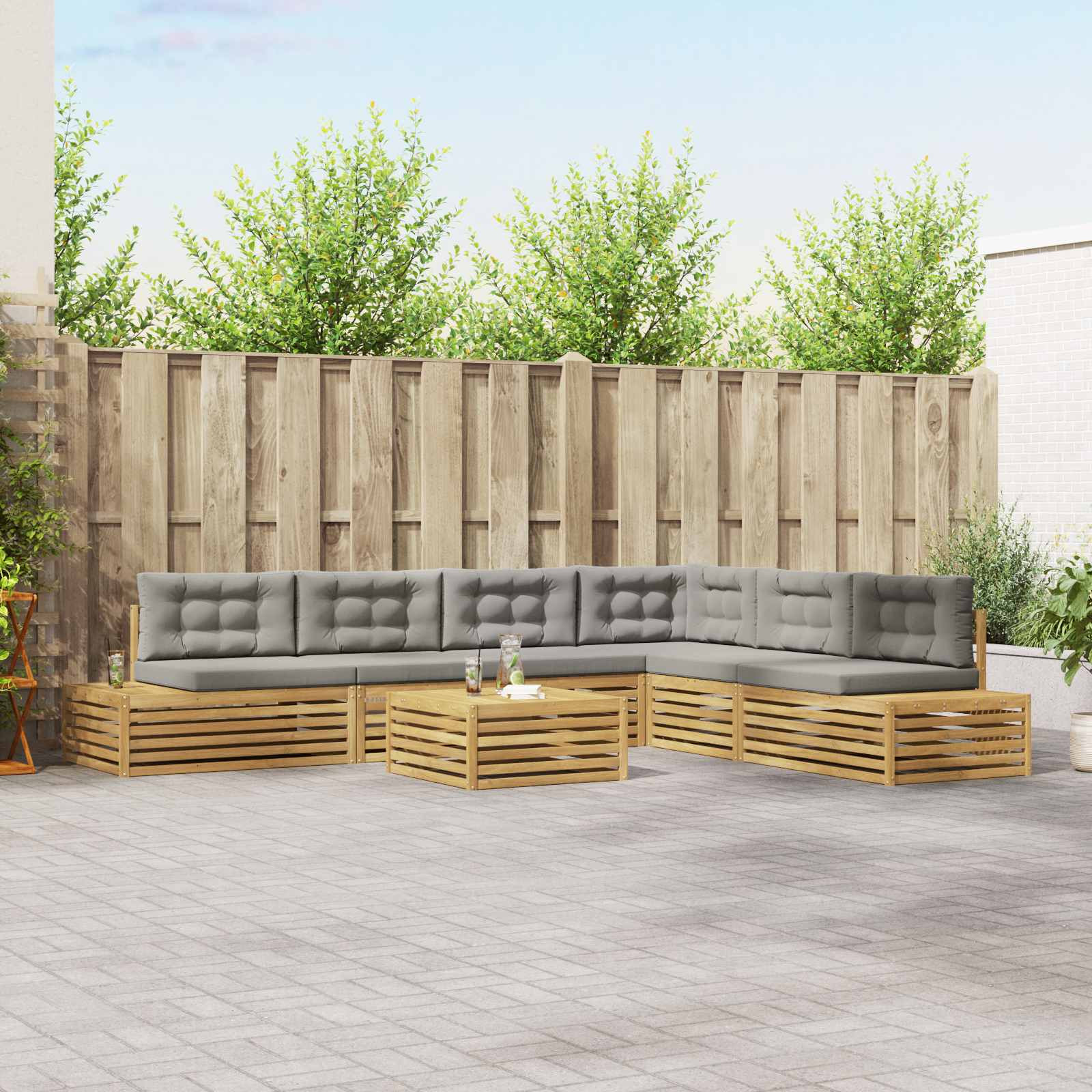 vidaXL 8 pcs Outdoor-Sofagarnitur Polyester Weiß