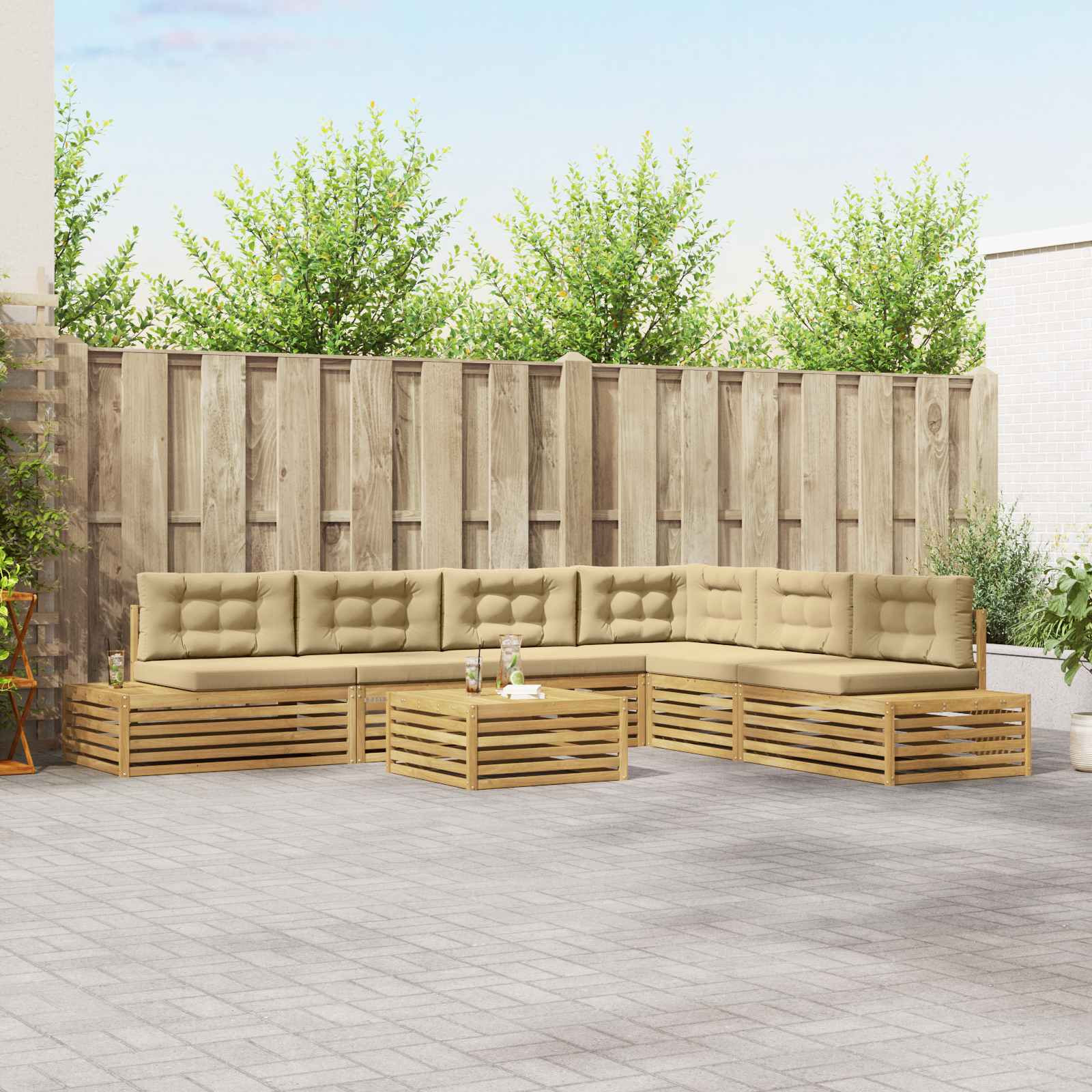vidaXL 8 pcs Outdoor-Sofagarnitur Polyester Weiß