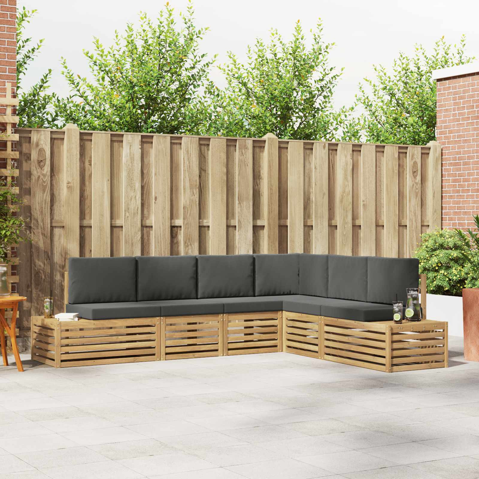 vidaXL Outdoor-Sofagarnitur mit Kissen 6 Stück Weiß und Anthrazit