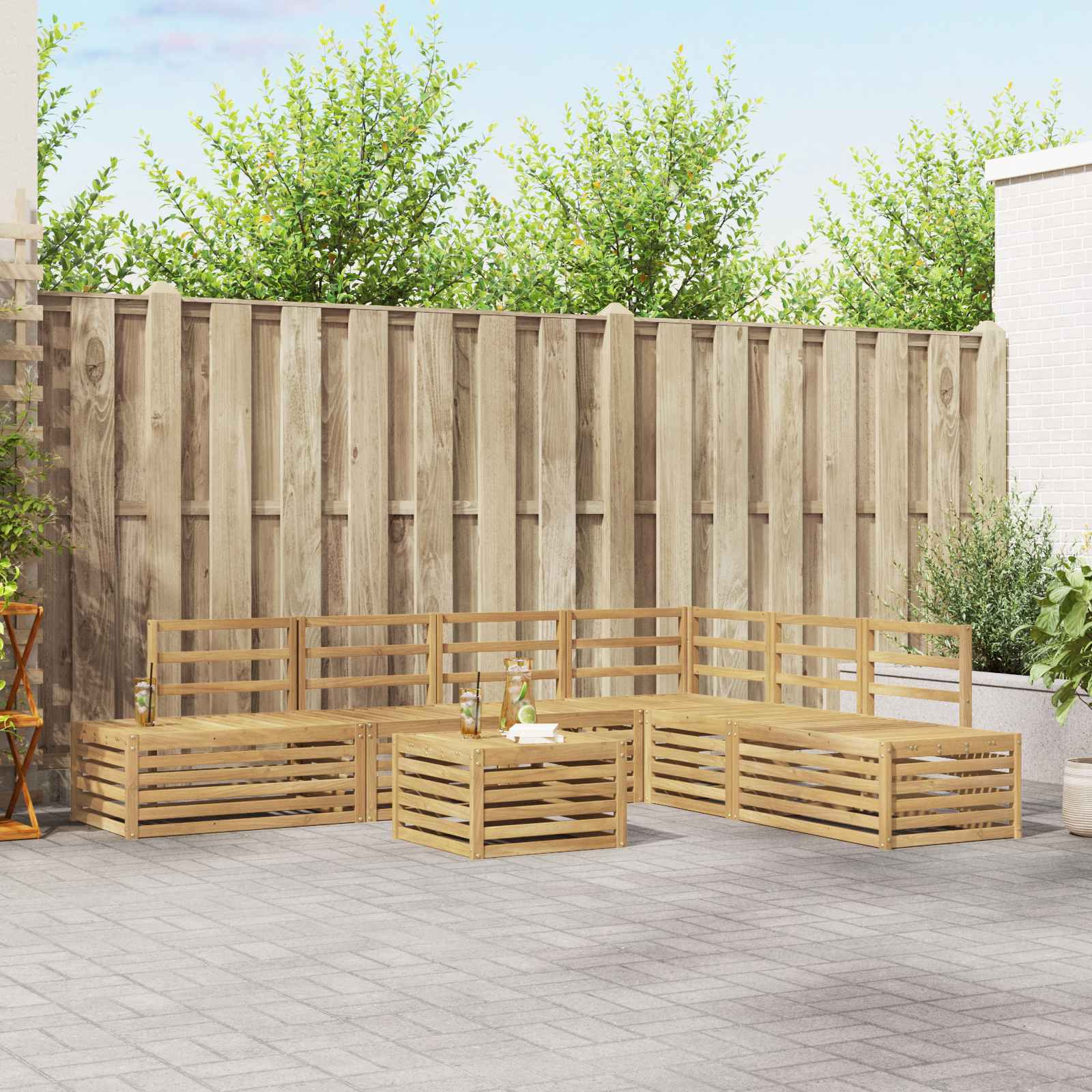 vidaXL 7 pcs Outdoor-Sofagarnitur Massives Akazienholz Weiß