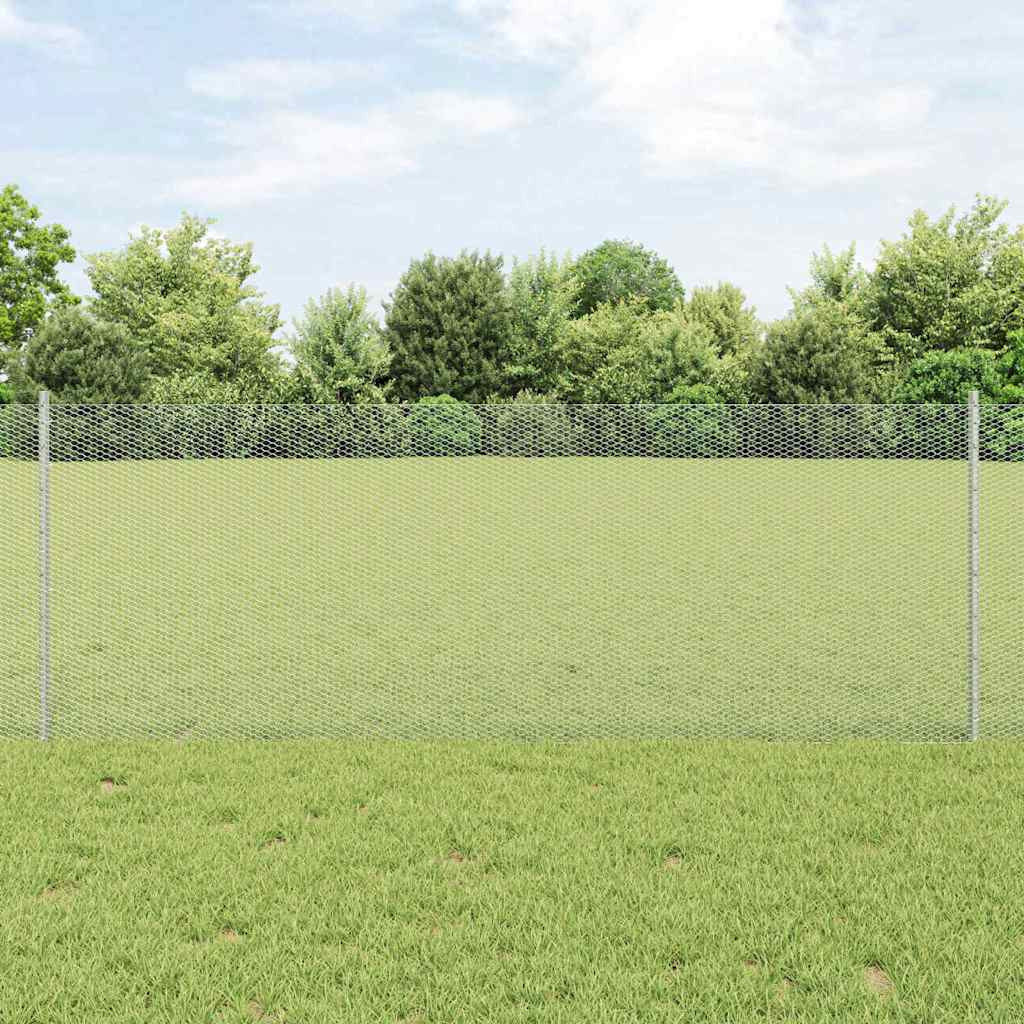 vidaXL Sechseckzaun mit Pfosten 100 x 0,8 m Verzinkter Stahl Silber