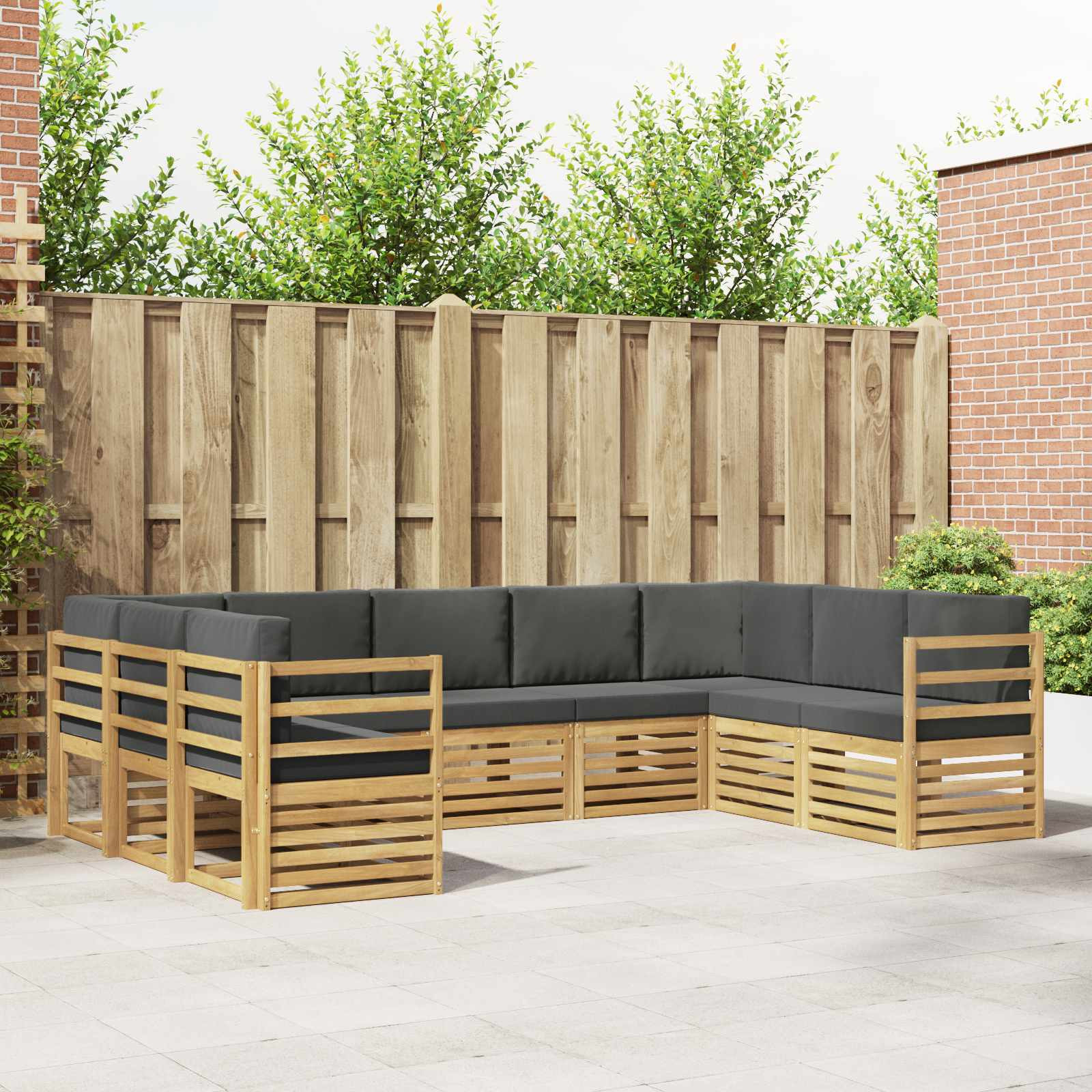 vidaXL Ecksofa Set 9 pcs Weiß und Anthrazit 304 x 185,5 x 73 cm