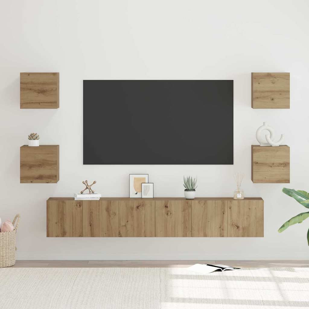 vidaXL TV-Schrankset 7 pcs Artisan-Eiche Holzwerkstoff