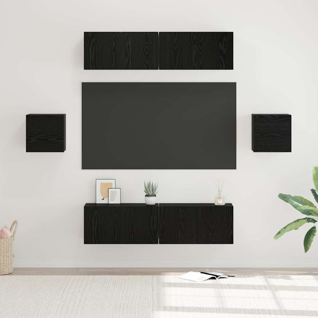 vidaXL TV-Schrankset 6 pcs Schwarz Eichen-Optik Holzwerkstoff