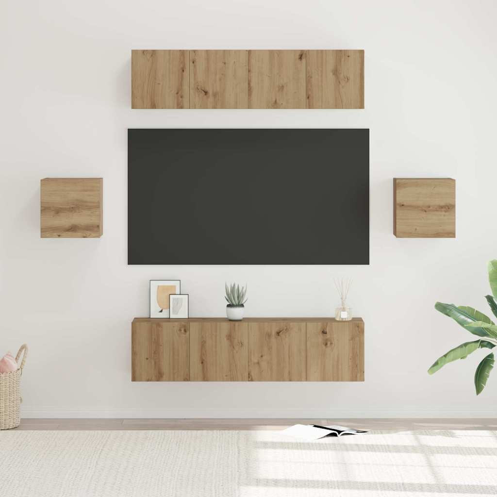 vidaXL TV-Schrankset 6 pcs Artisan-Eiche Holzwerkstoff