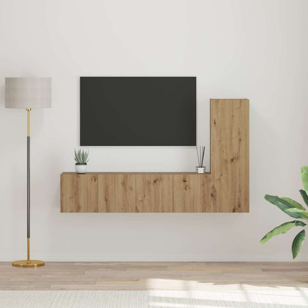 vidaXL TV-Schrankset 3 pcs Artisan-Eiche Holzwerkstoff