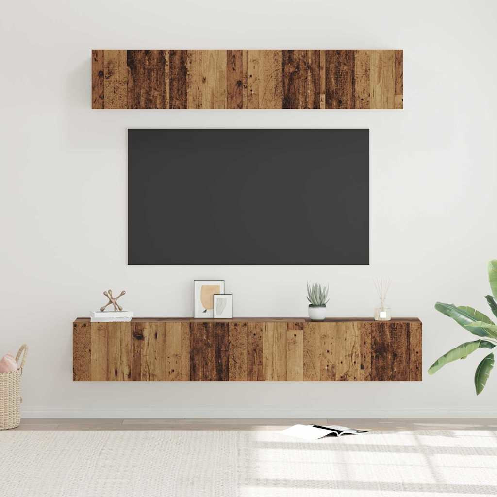 vidaXL TV-Schrankset Wandmontiert 5 pcs Altholz Holzwerkstoff
