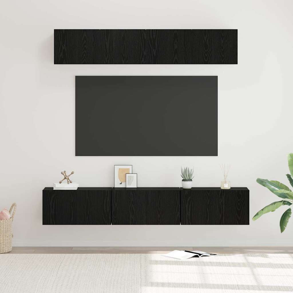 vidaXL TV-Schrankset 5 pcs Schwarz Eichen-Optik Holzwerkstoff