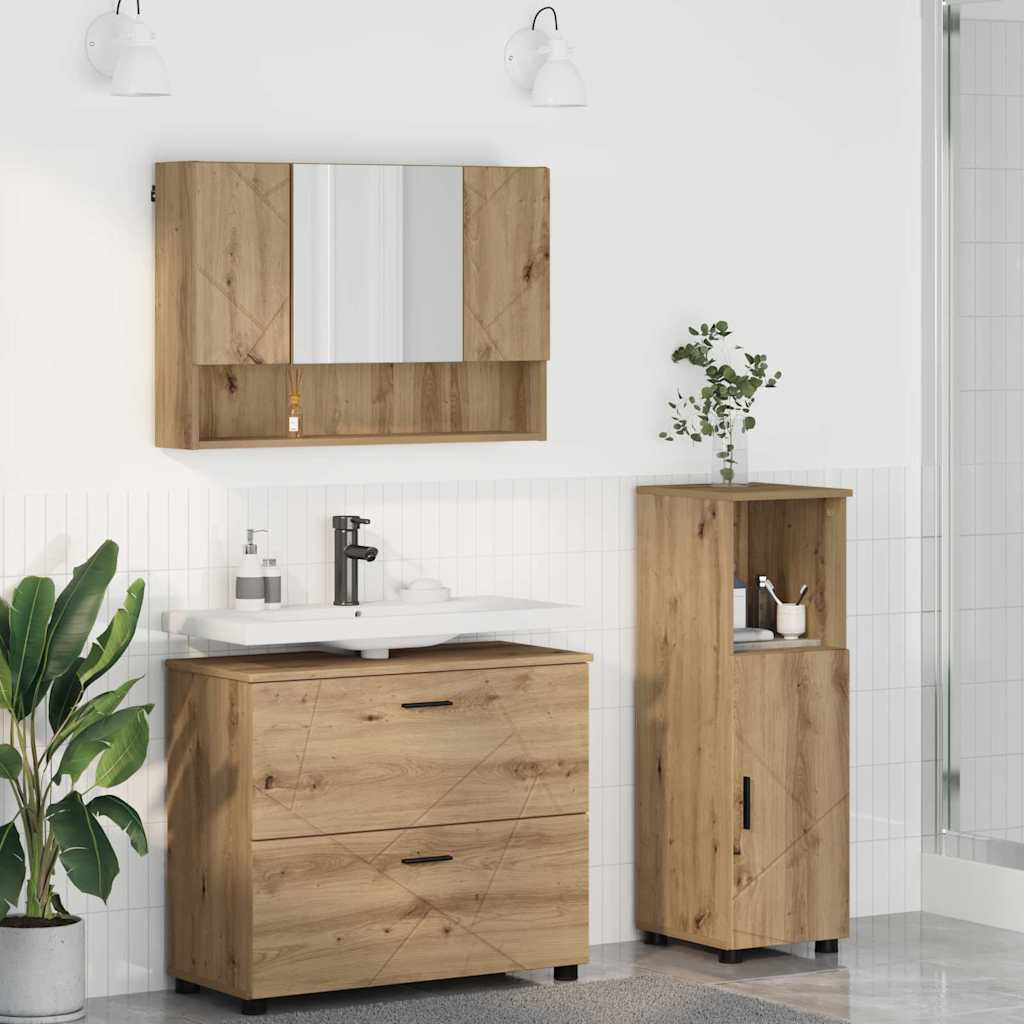 vidaXL Badezimmermöbel-Set 3 Stk. Artisan-Eiche 76,5 x 35 x 64 cm