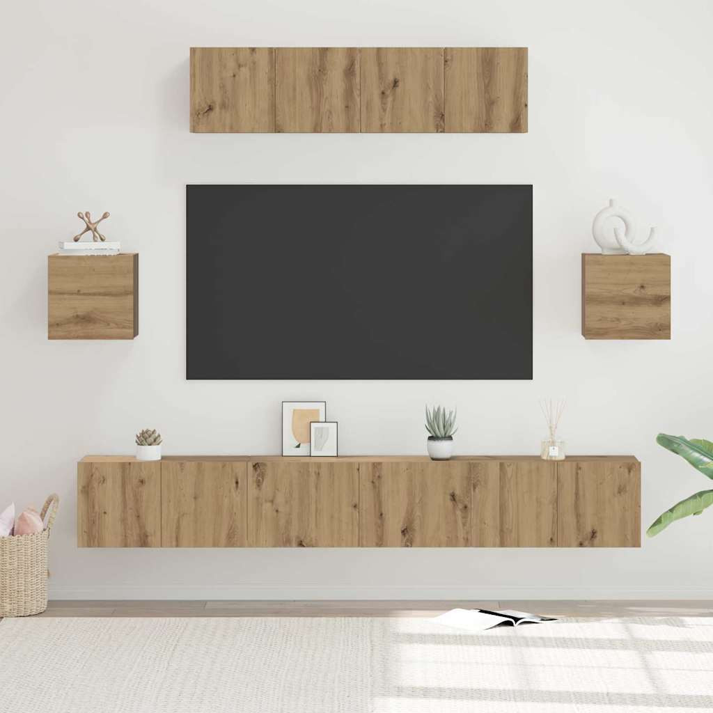 vidaXL TV-Schrankset 7 pcs Artisan-Eiche Holzwerkstoff