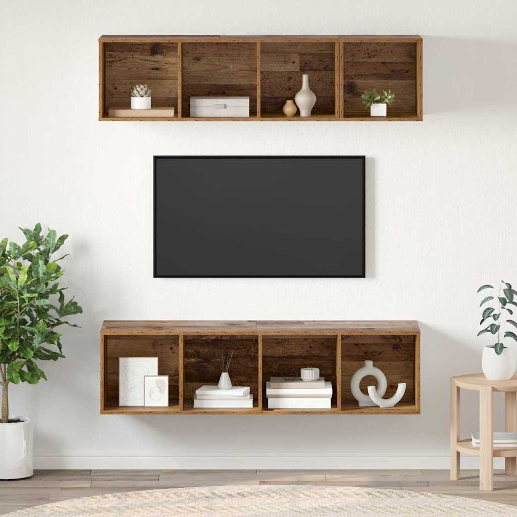 vidaXL TV-Schrankset Wandmontiert 3 pcs Altholz Holzwerkstoff