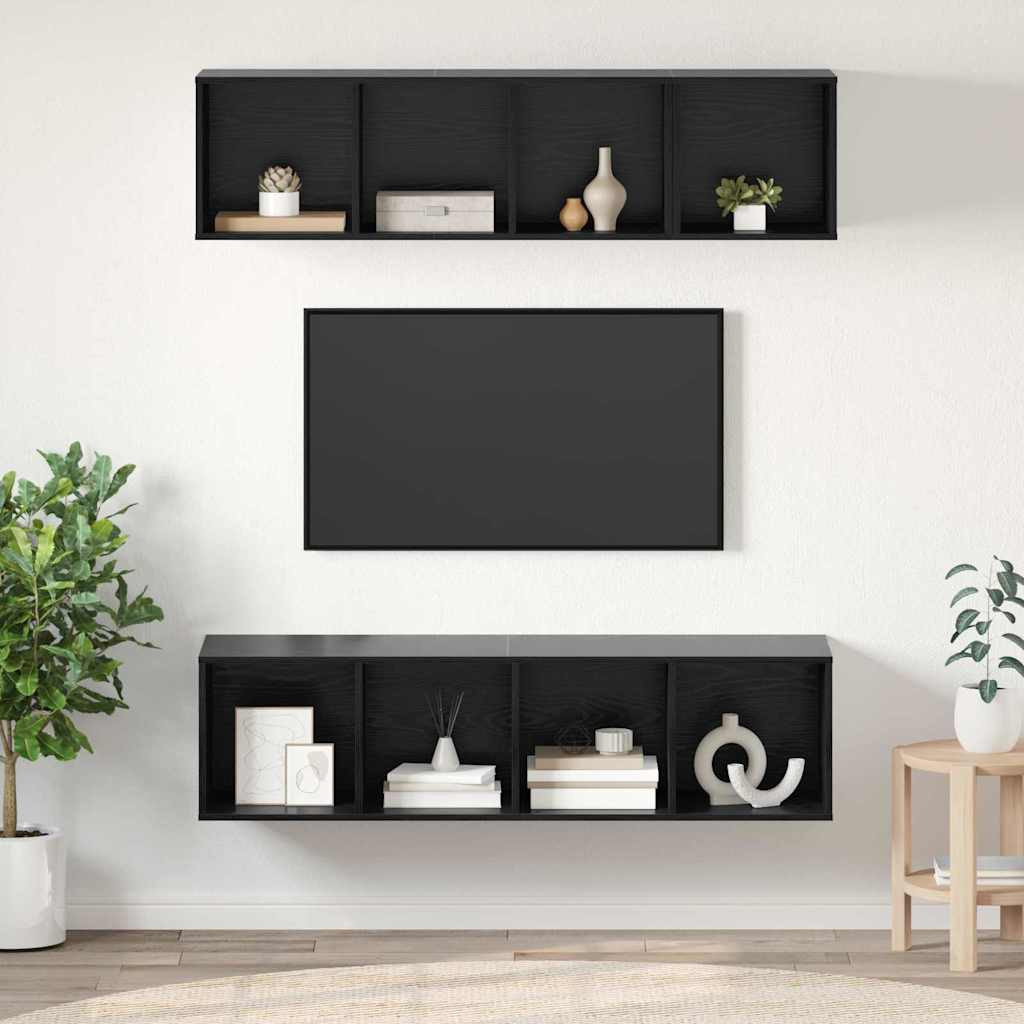 vidaXL TV-Schrankset 3 pcs Schwarz Eichen-Optik Holzwerkstoff