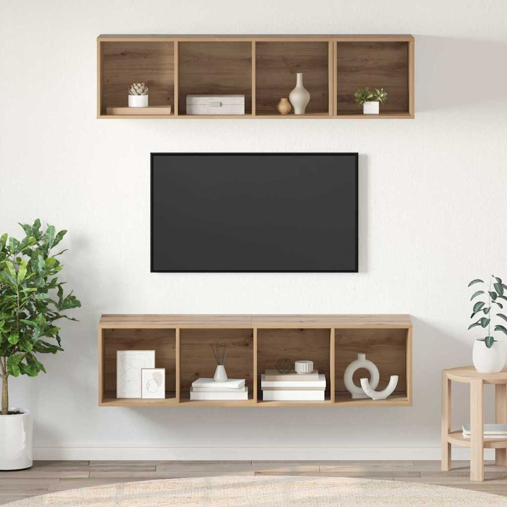 vidaXL TV-Schrankset 3 pcs Artisan-Eiche Holzwerkstoff