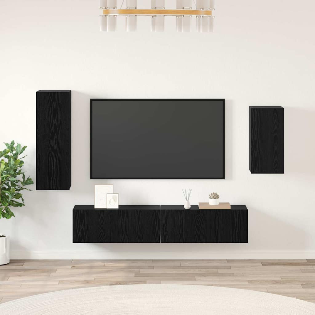 vidaXL TV-Schrankset 4 pcs Schwarz Eichen-Optik Holzwerkstoff