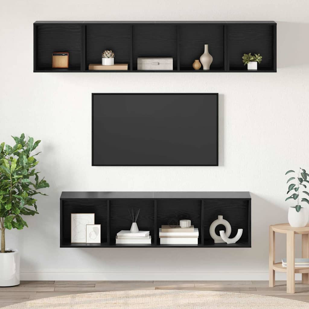 vidaXL TV-Schrankset 4 pcs Schwarz Eichen-Optik Holzwerkstoff