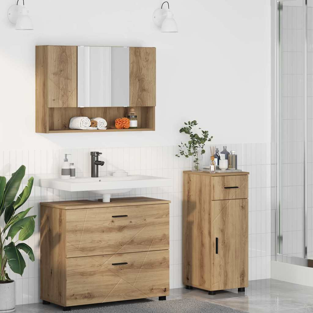 vidaXL Badezimmermöbel-Set 3 Stk. Artisan-Eiche 76,5 x 35 x 64 cm
